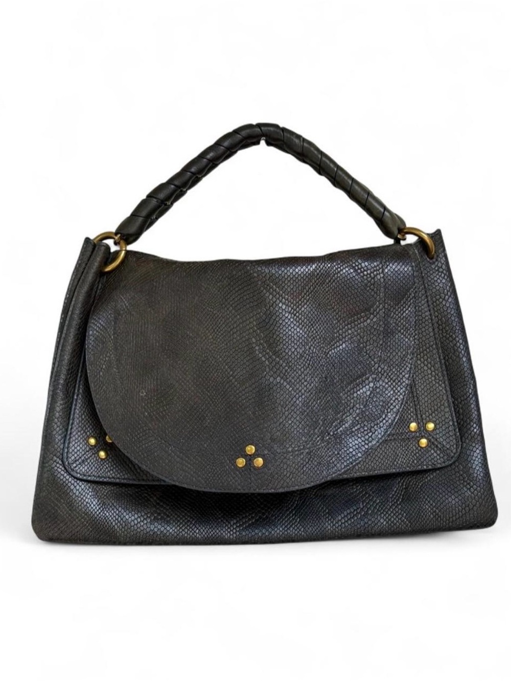 Jérôme Dreyfuss olive green python embossed leather "Oscar" bag 🐍